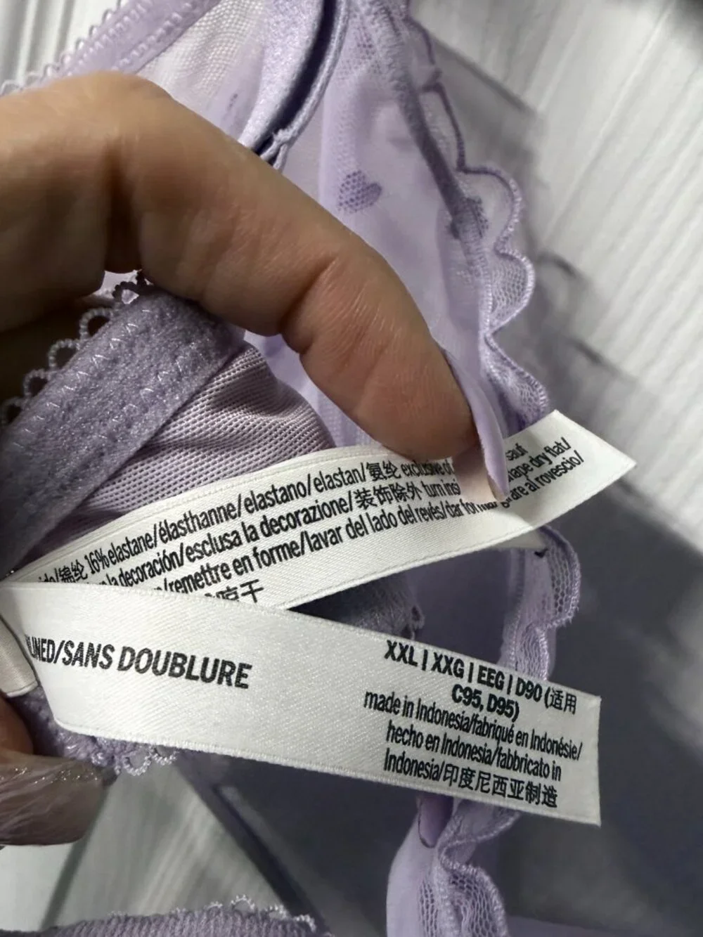 PINK Victoria's Secret Lavender Heart Mesh Scoop Bralette XXL